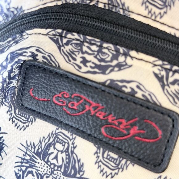 Ed Hardy Adjustable Pink Leopard Print Traditional Skulls  Backpack Purse NWT main image 5